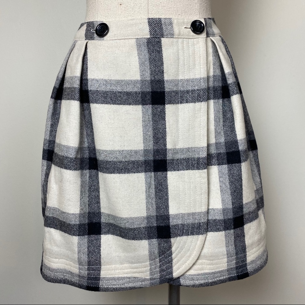 Lands’ End Plaid Wool Wrap Skirt - Picture 1 of 8